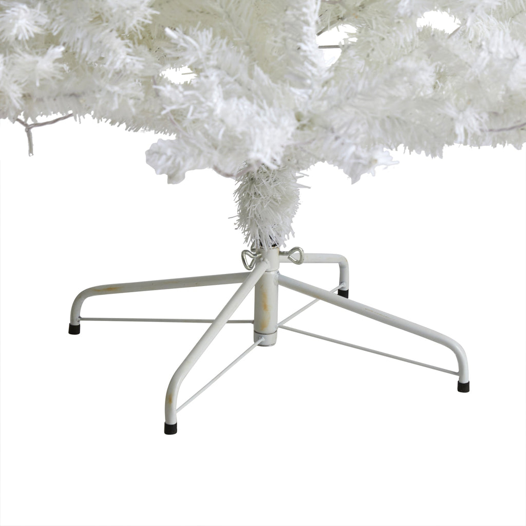 8' White Artificial Christmas Tree w/ 1500 Bendable Branches and 450 LED Lights