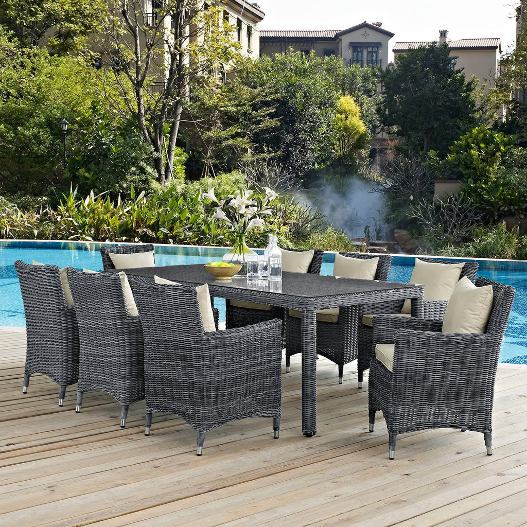 Summon 9 Piece Outdoor Patio Sunbrella¨ Dining Set by Modway