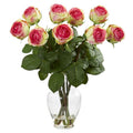 19"  Rose Artificial Arrangement in Glass Vase