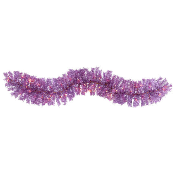 6' Pink Artificial Christmas Garland with 50 White Warm Lights