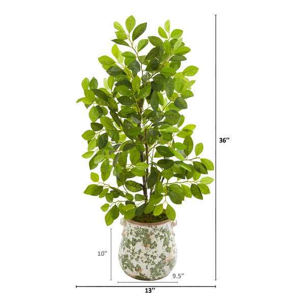 36" Ficus Artificial Tree in Floral Planter