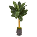 5' Banana Artificial Tree in Ribbed Metal Planter