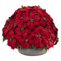 Large Poinsettia Artificial Plant in Stone Planter