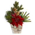 15" Poinsettia, Cactus and Succulent Artificial Arrangement in Christmas Tree