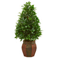 3.5' Bay Leaf Cone Topiary Artificial Tree in Decorative Planter