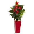 53"  Anthurium Artificial Plant in Red Tower Vase(Real Touch)