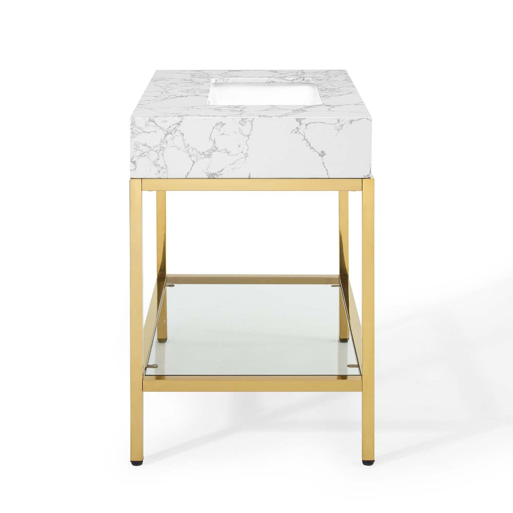 Kingsley 36" Gold Stainless Steel Bathroom Vanity by Modway