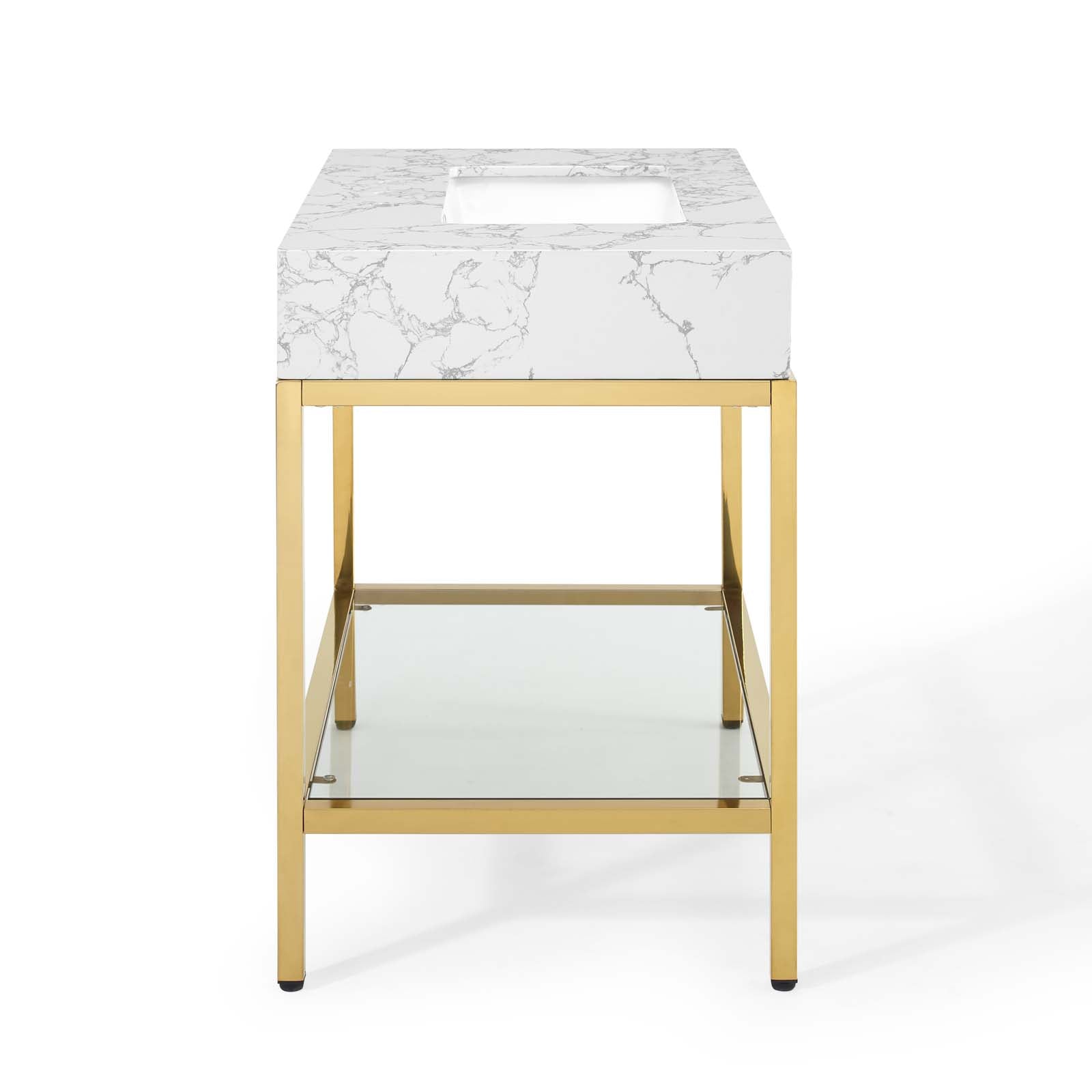 Kingsley 36" Gold Stainless Steel Bathroom Vanity by Modway