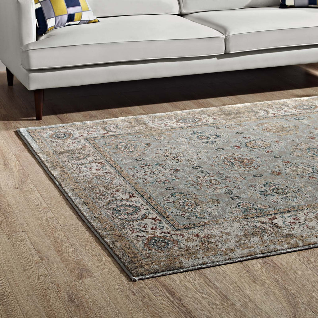 Hisa Distressed Vintage Floral Lattice 5x8 Area Rug by Modway