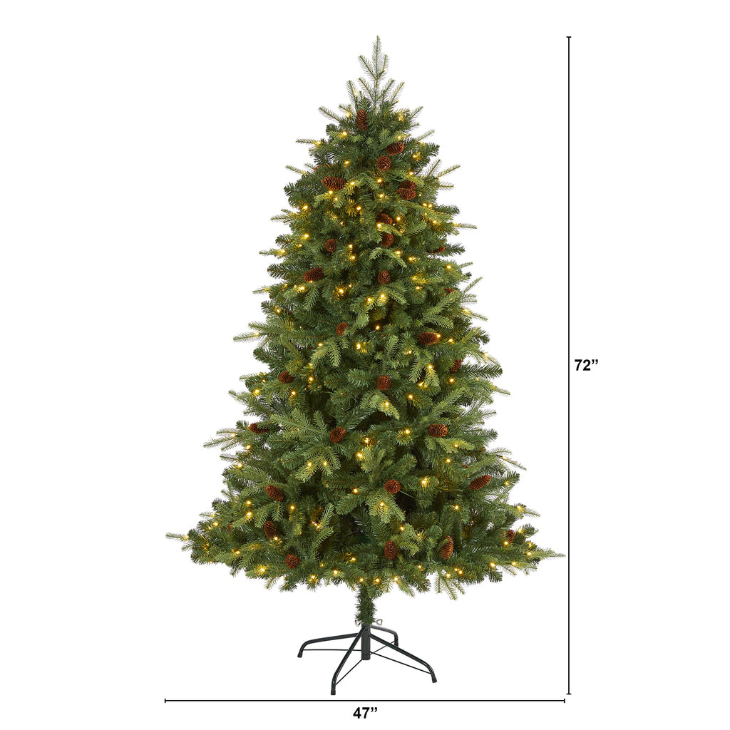 6' Wellington Spruce 'Natural Look' Artificial Christmas Tree w/ 300 Clear LED