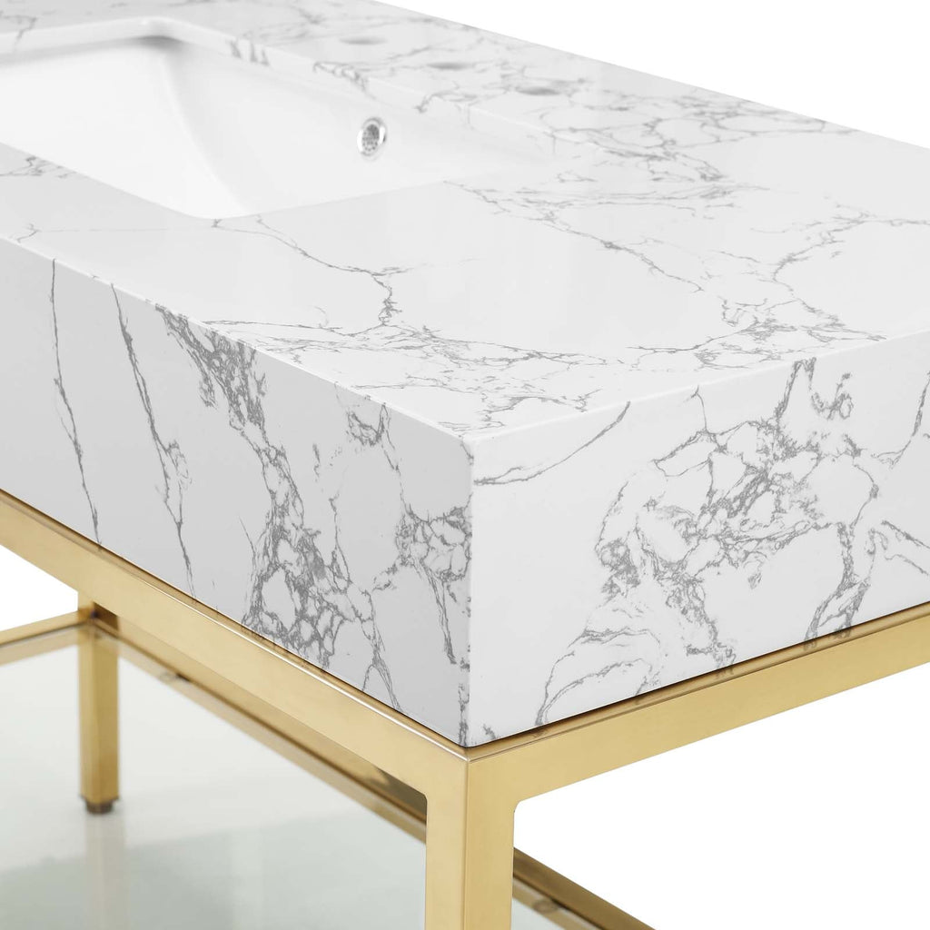 Kingsley 50" Gold Stainless Steel Bathroom Vanity by Modway