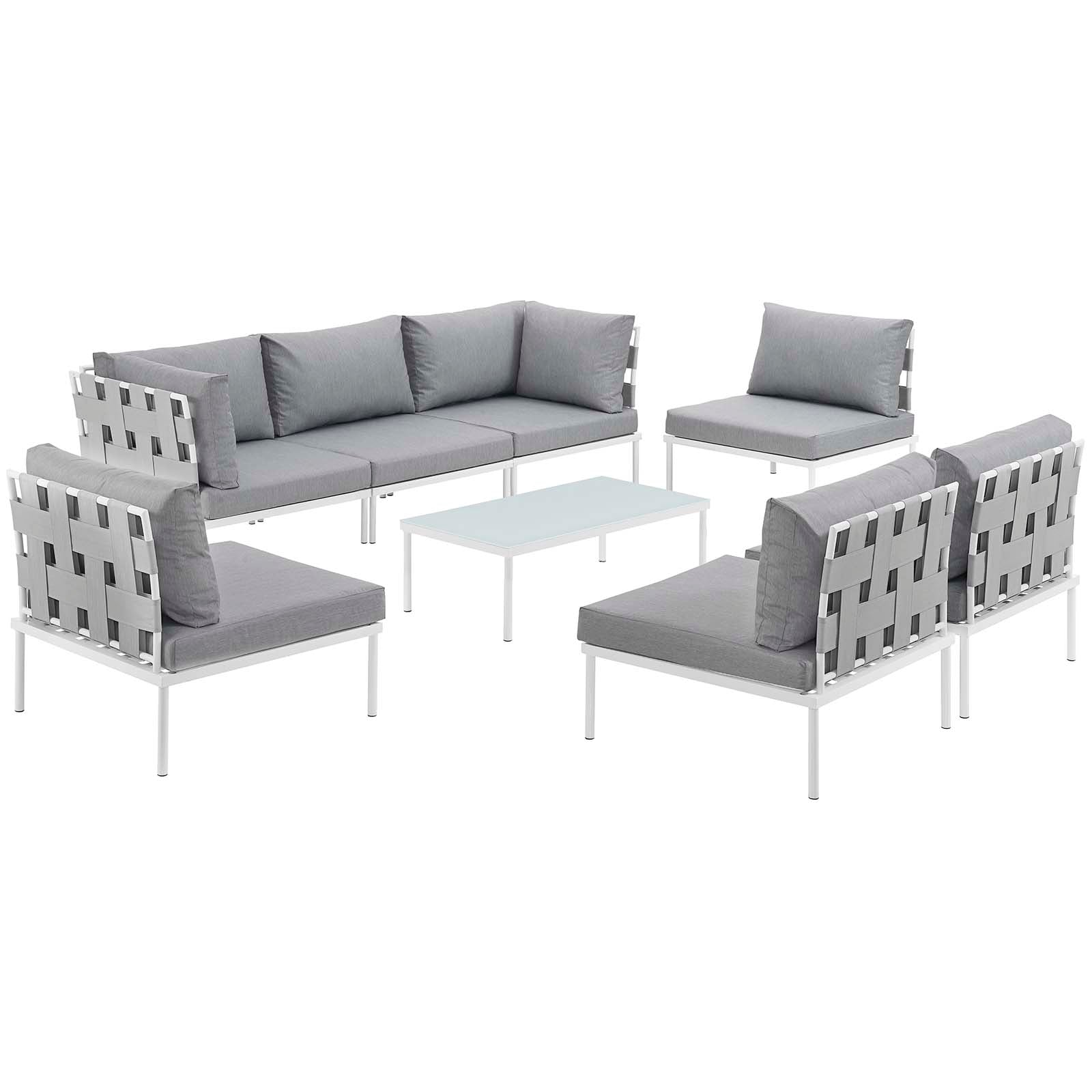 Harmony 8 Piece Outdoor Patio Aluminum Sectional Sofa Set by Modway