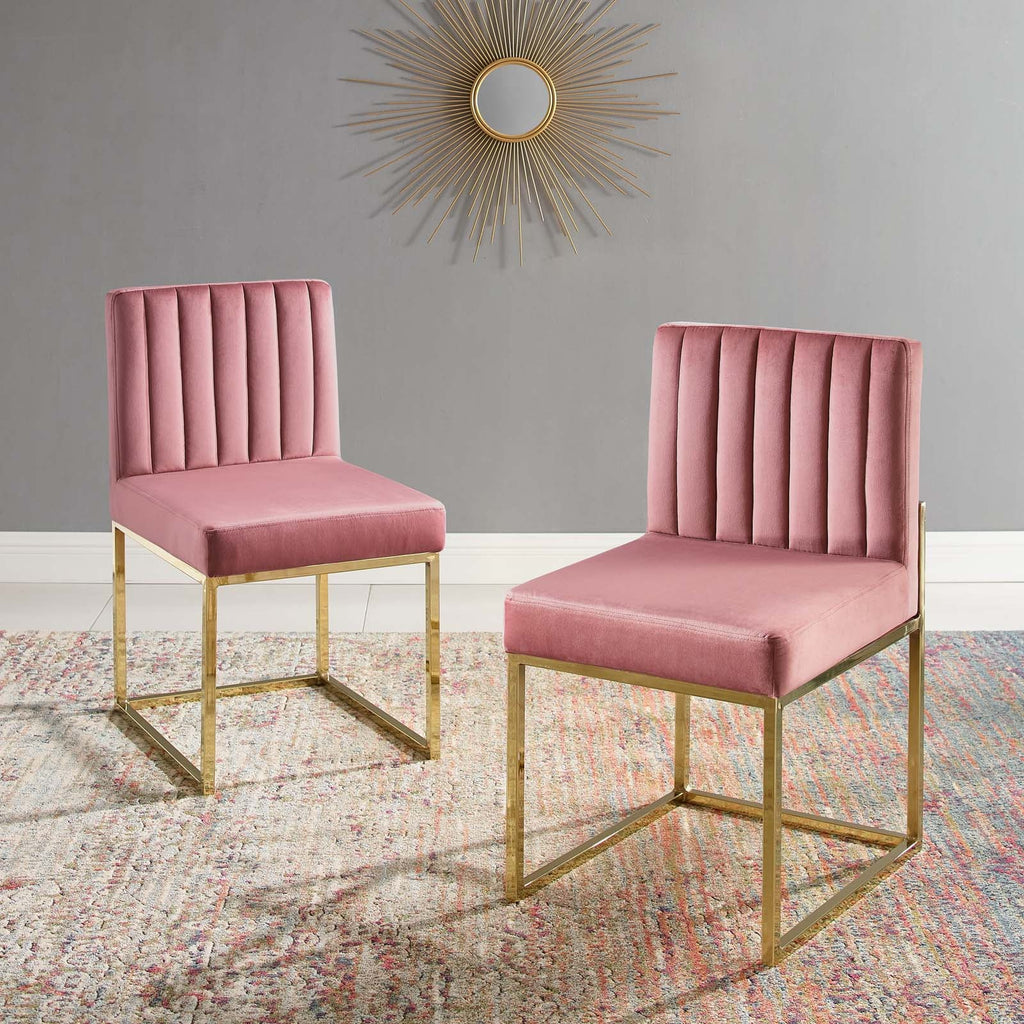 Carriage Performance Velvet Dining Chair Set of 2 by Modway