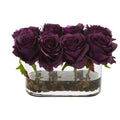 5.5" Blooming Roses in Glass Vase Artificial Arrangement