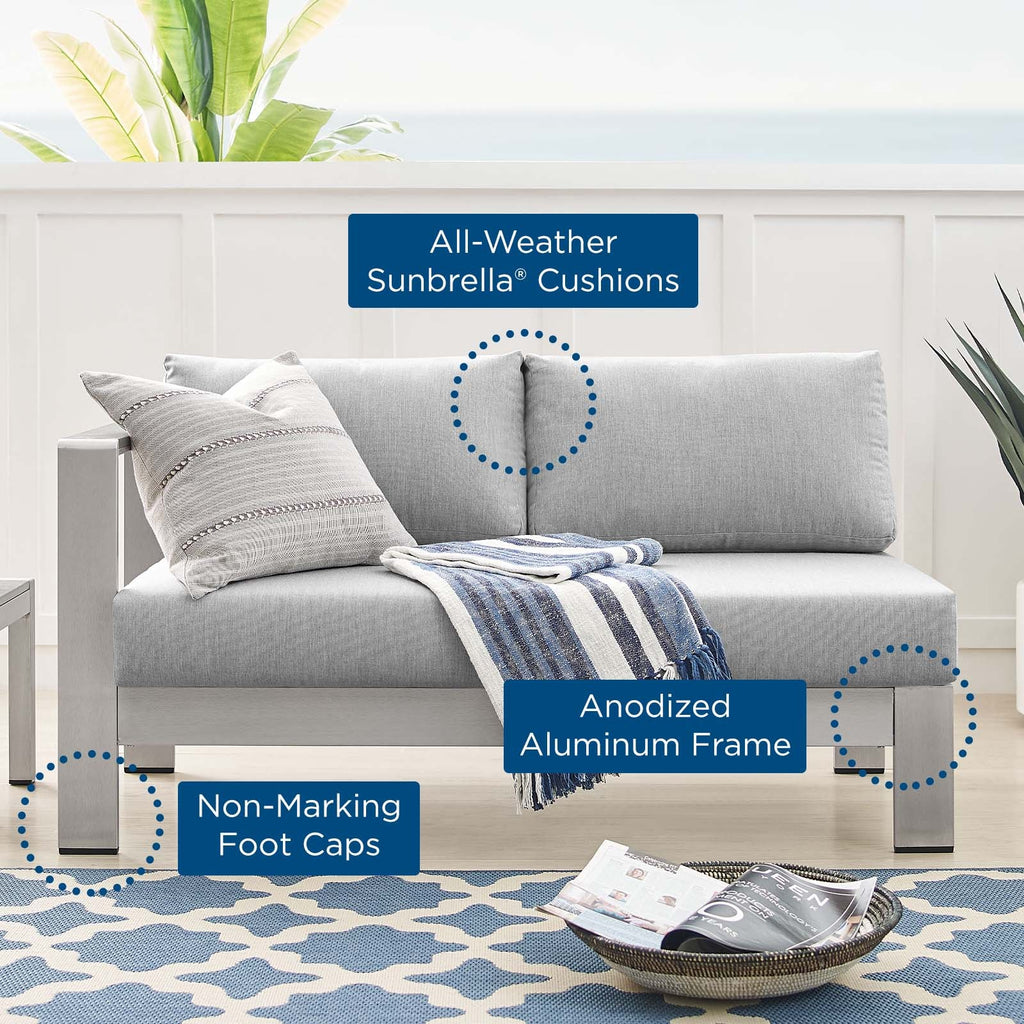 Shore Sunbrella¨ Fabric Aluminum Outdoor Patio Left-Arm Loveseat by Modway