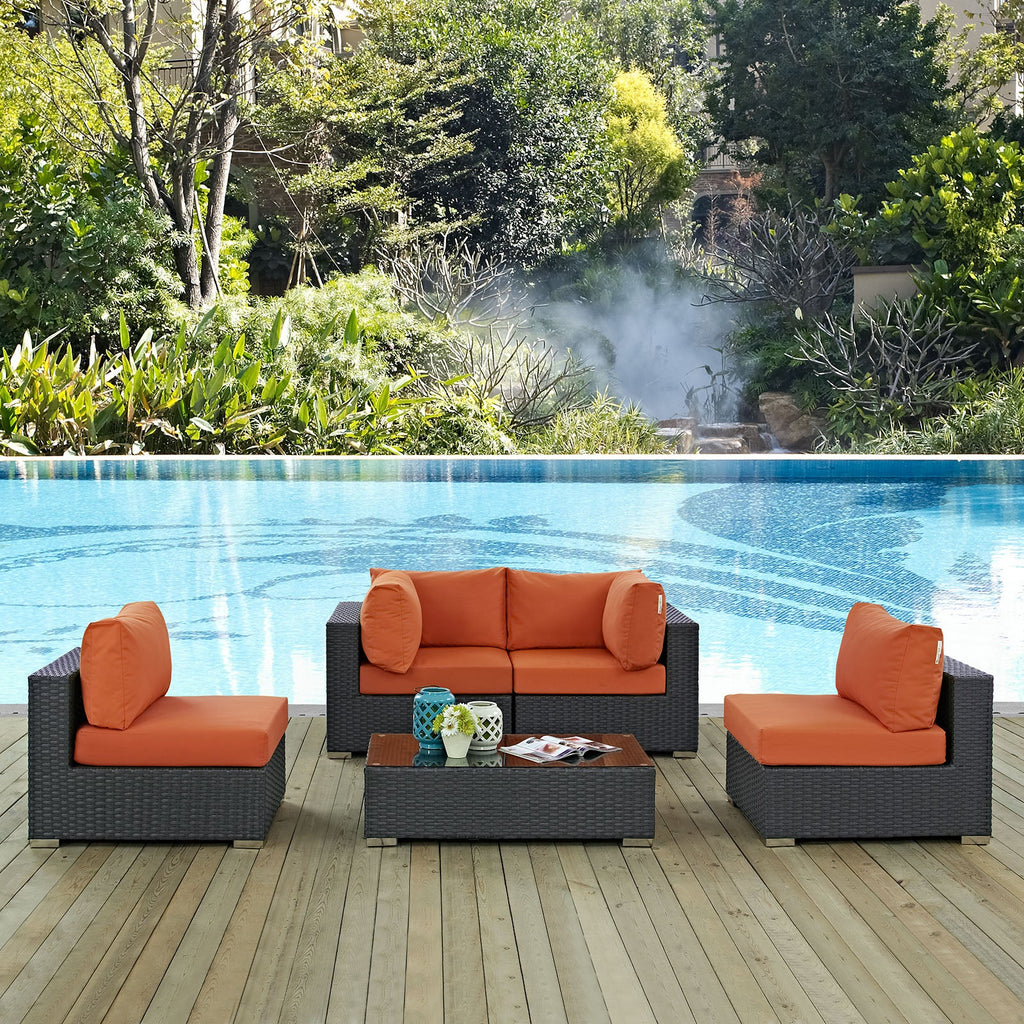 Sojourn 5 Piece Outdoor Patio Sunbrella¨ Sectional Set by Modway