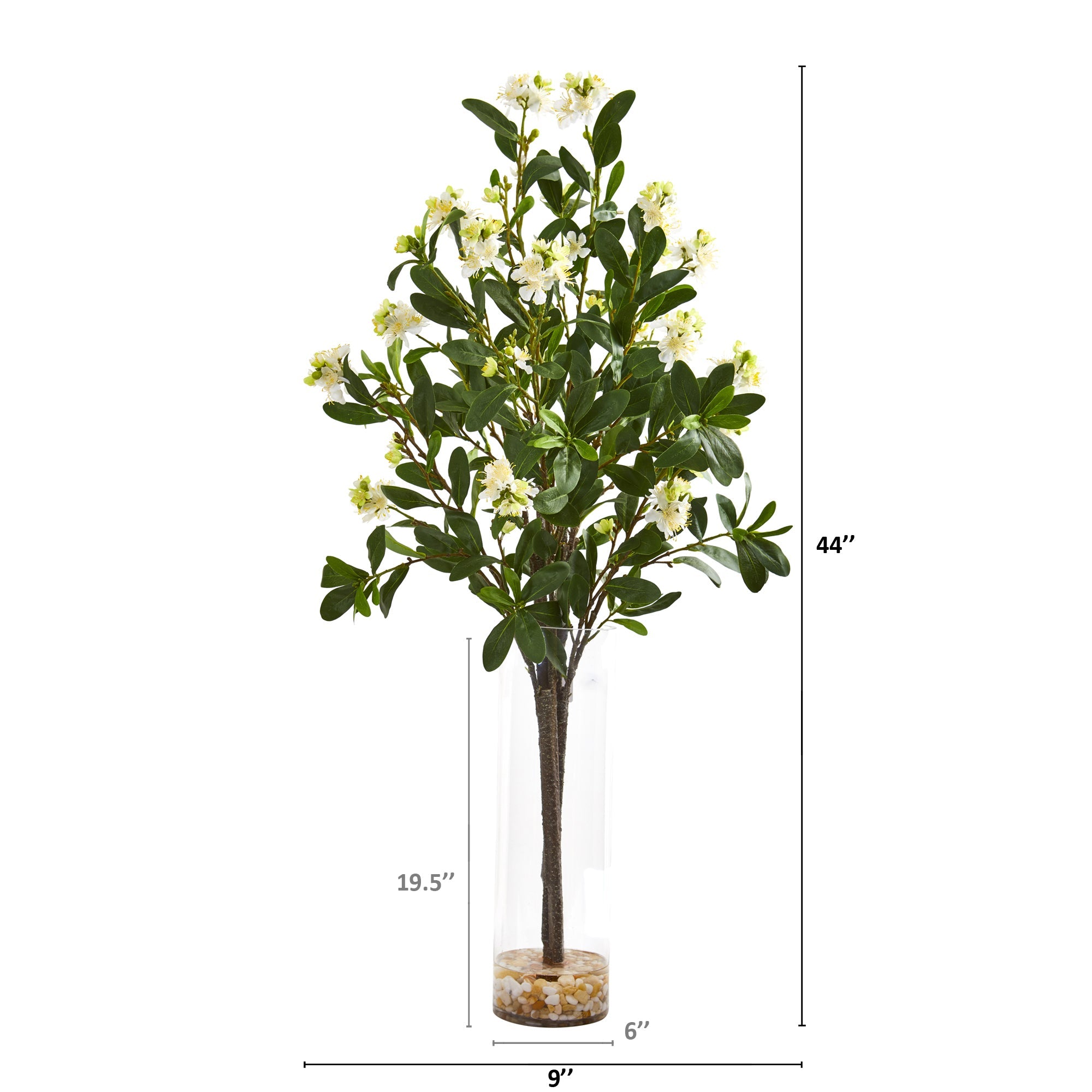 44" Peach Blossom Artificial Arrangement in Glass Vase