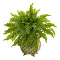18"  Fern Artificial Plant in Metal Planter