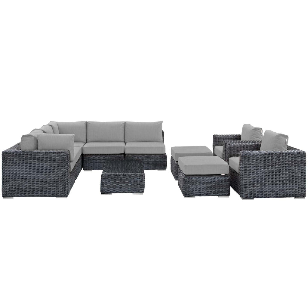Summon 10 Piece Outdoor Patio Sunbrella¨ Sectional Set by Modway