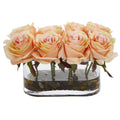 5.5" Blooming Roses in Glass Vase Artificial Arrangement