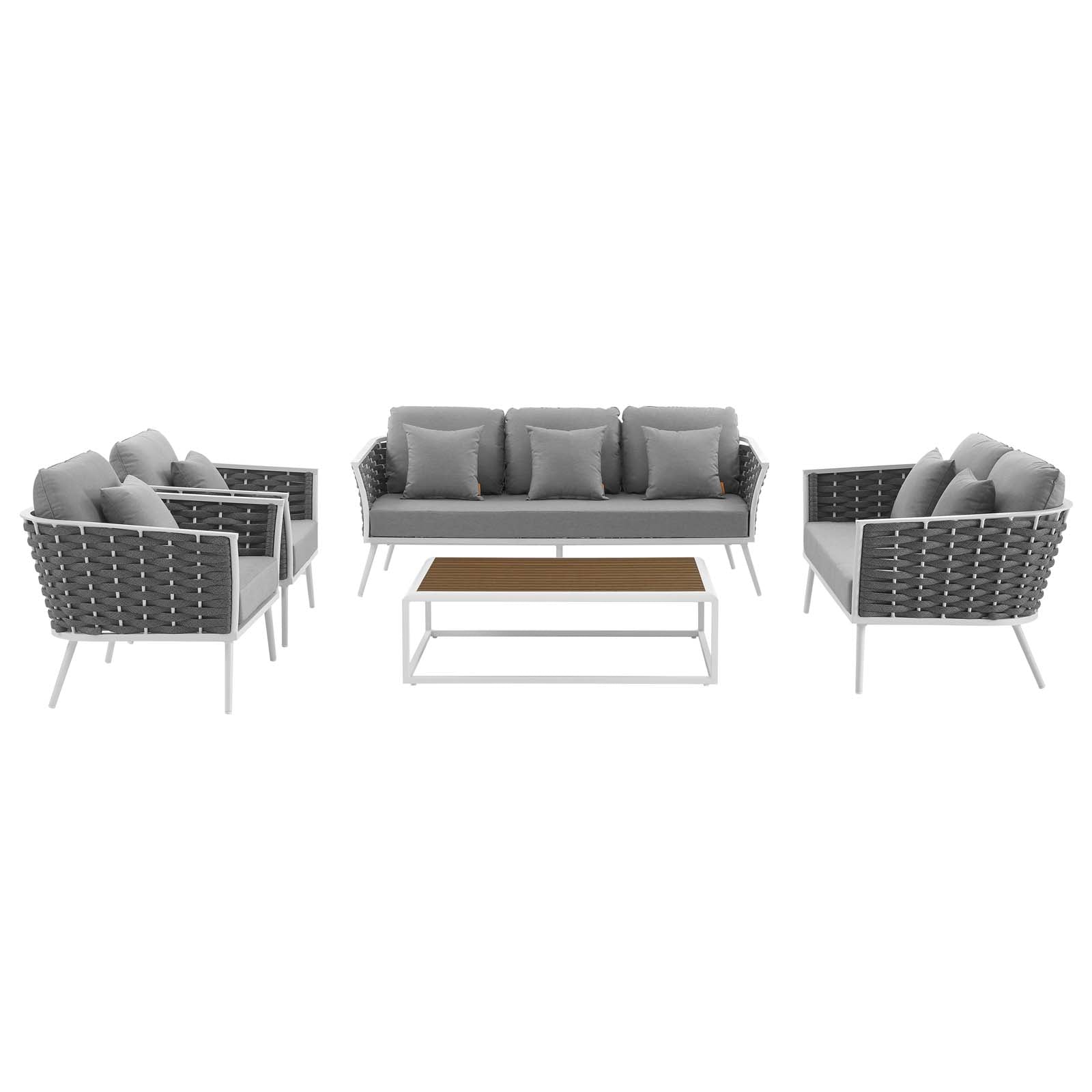 Stance 5 Piece Outdoor Patio Aluminum Sectional Sofa Set by Modway
