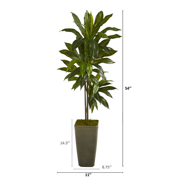 4.5' Dracaena Artificial Plant in Green Planter (Real Touch)