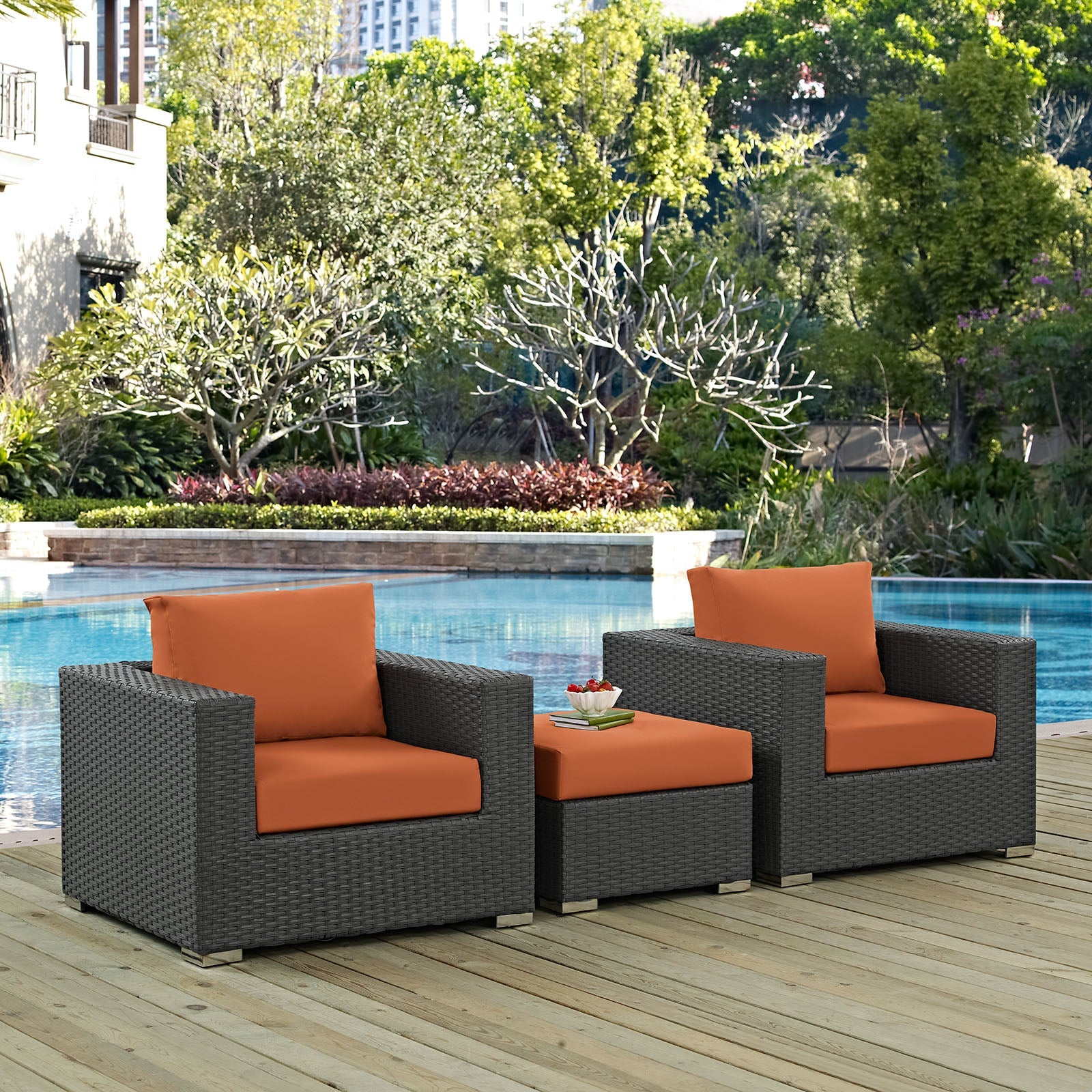 Sojourn 3 Piece Outdoor Patio Sunbrella¨ Sectional Set by Modway