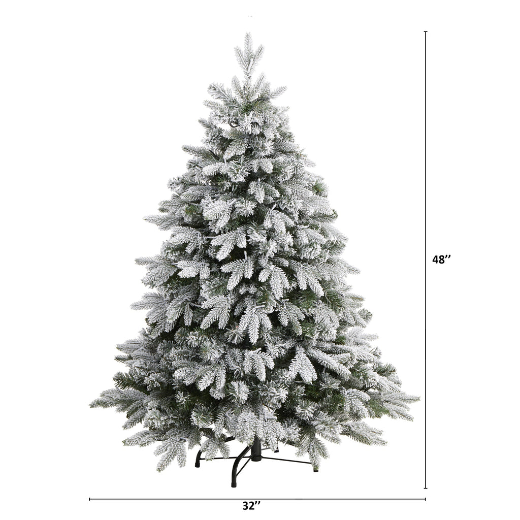 4' Flocked Full Bodied Swedish Spruce Artificial Christmas Tree w/170 Clear LED