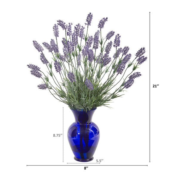 21" Lavender Artificial Plant in Blue Vase