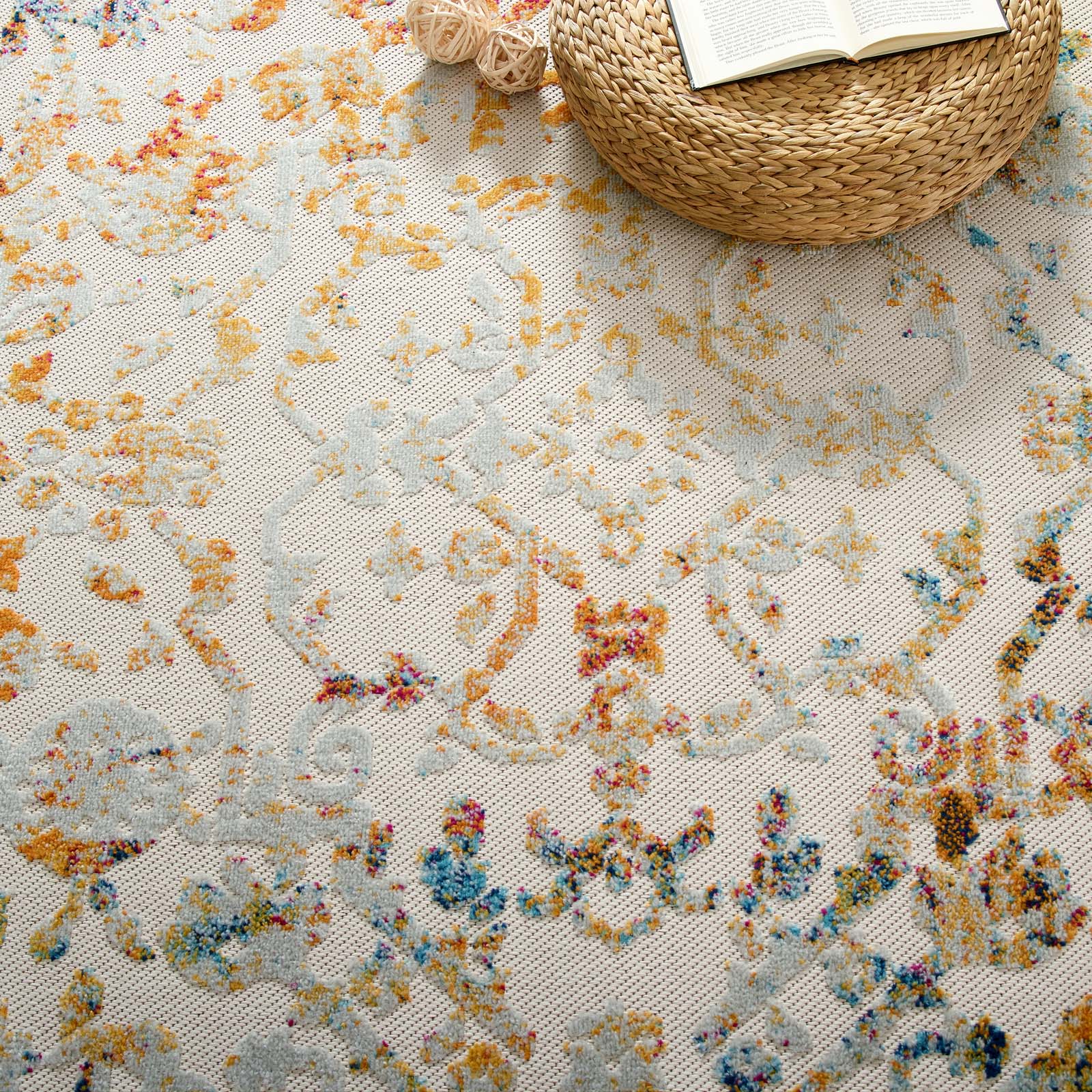 Reflect Primrose Ornate Floral Lattice 8x10 Indoor/Outdoor Area Rug by Modway