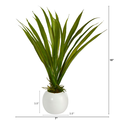 15" Grass Artificial Plant in Decorative Planter