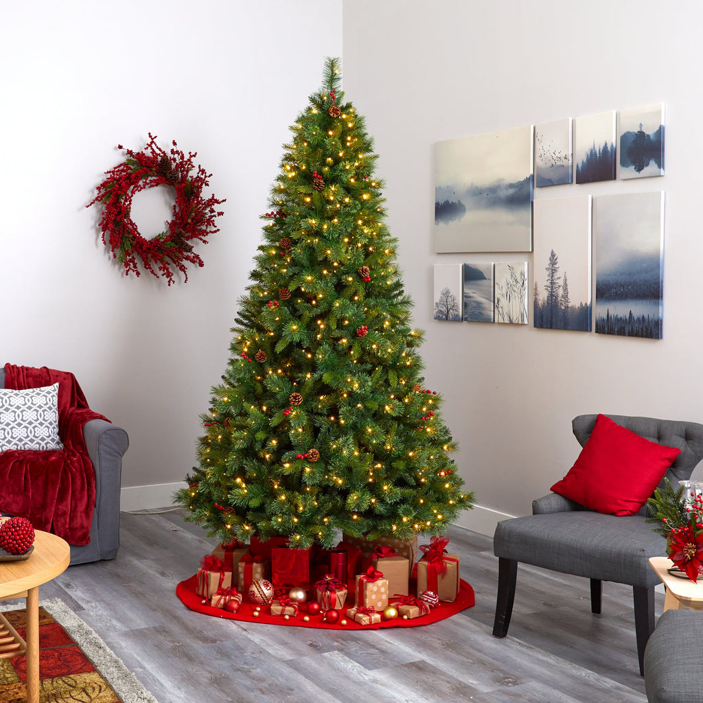 8' Aberdeen Spruce Artificial Christmas Tree w/ 500 Clear LED Lights