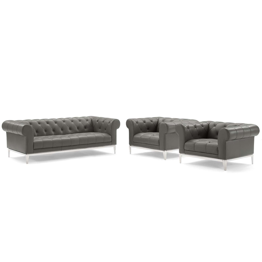 Idyll 3 Piece Tufted Upholstered Leather Set by Modway