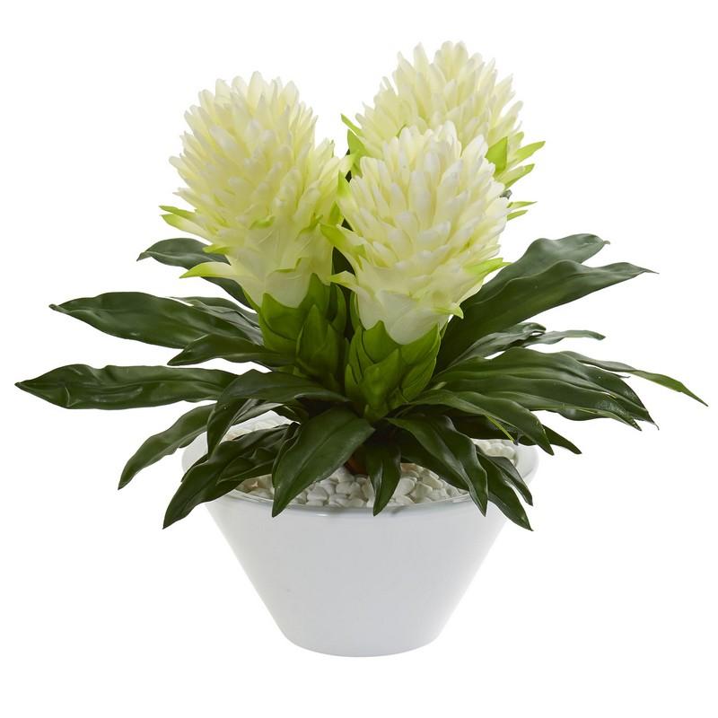 17"  Ginger Artificial Plant in White Vase