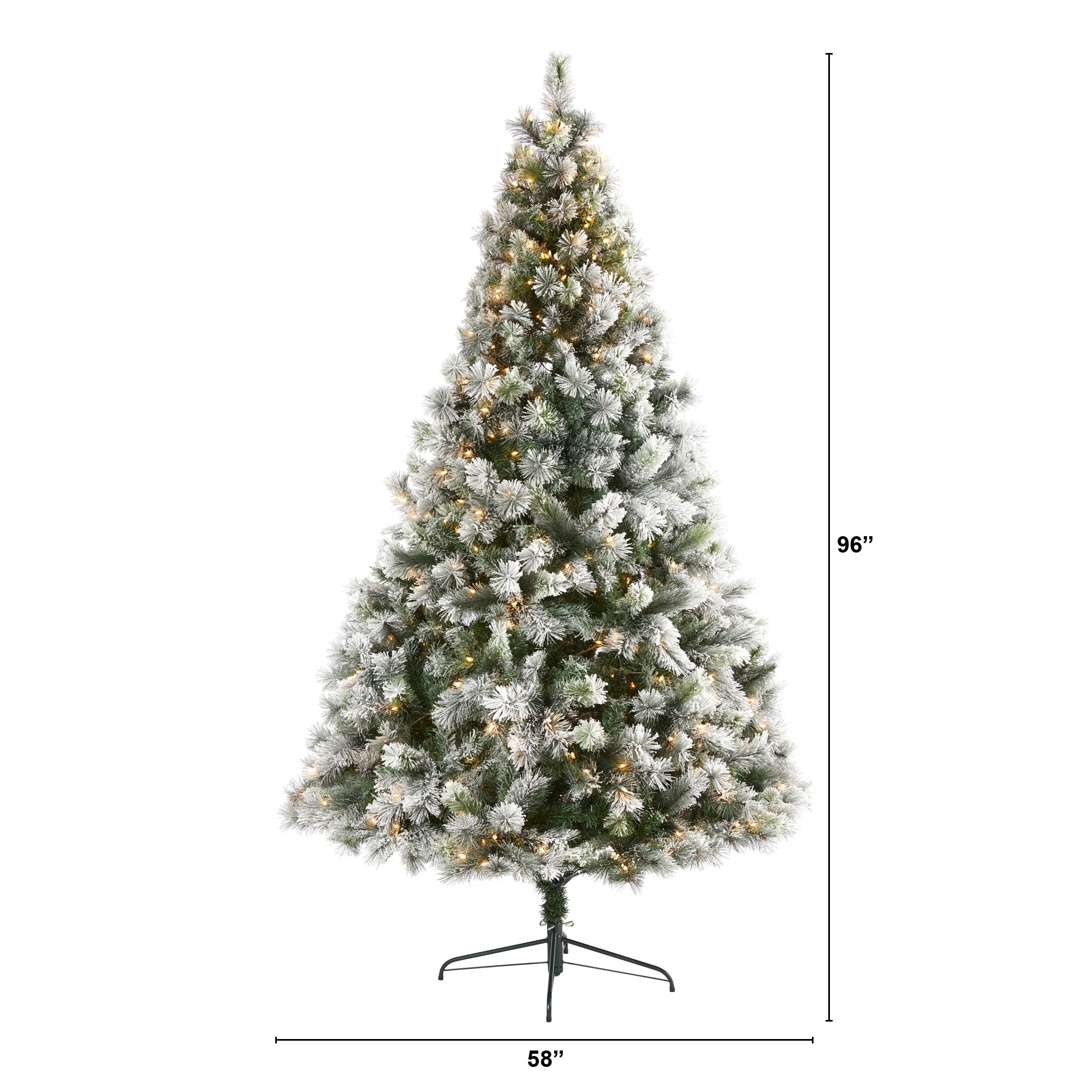 8' Flocked Oregon Pine Artificial Christmas Tree with 500 Clear Lights