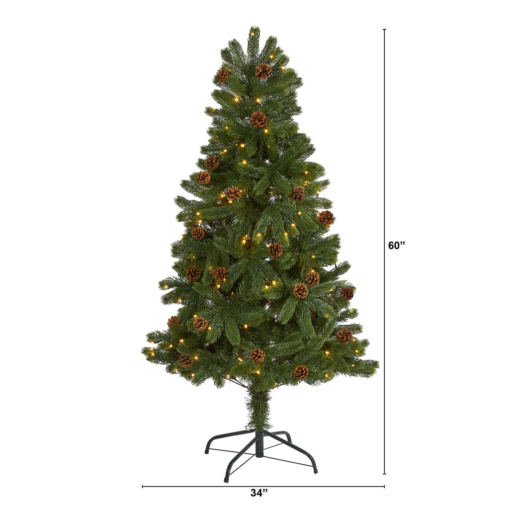 5' Rocky Mountain Spruce Artificial Christmas Tree w/ Pinecones