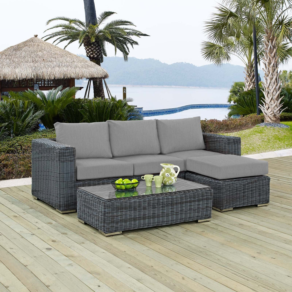 Summon 3 Piece Outdoor Patio Sunbrella¨ Sectional Set by Modway