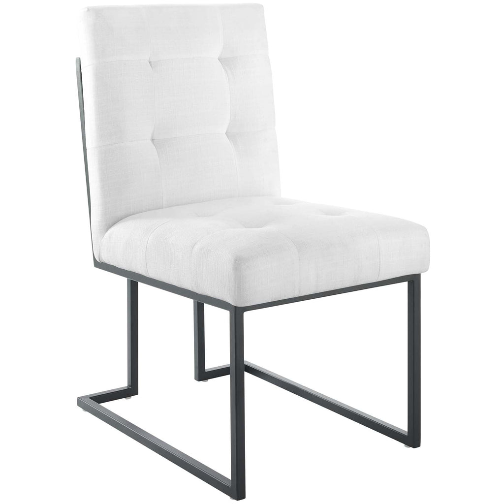 Privy Black Stainless Steel Upholstered Fabric Dining Chair Set of 2 by Modway