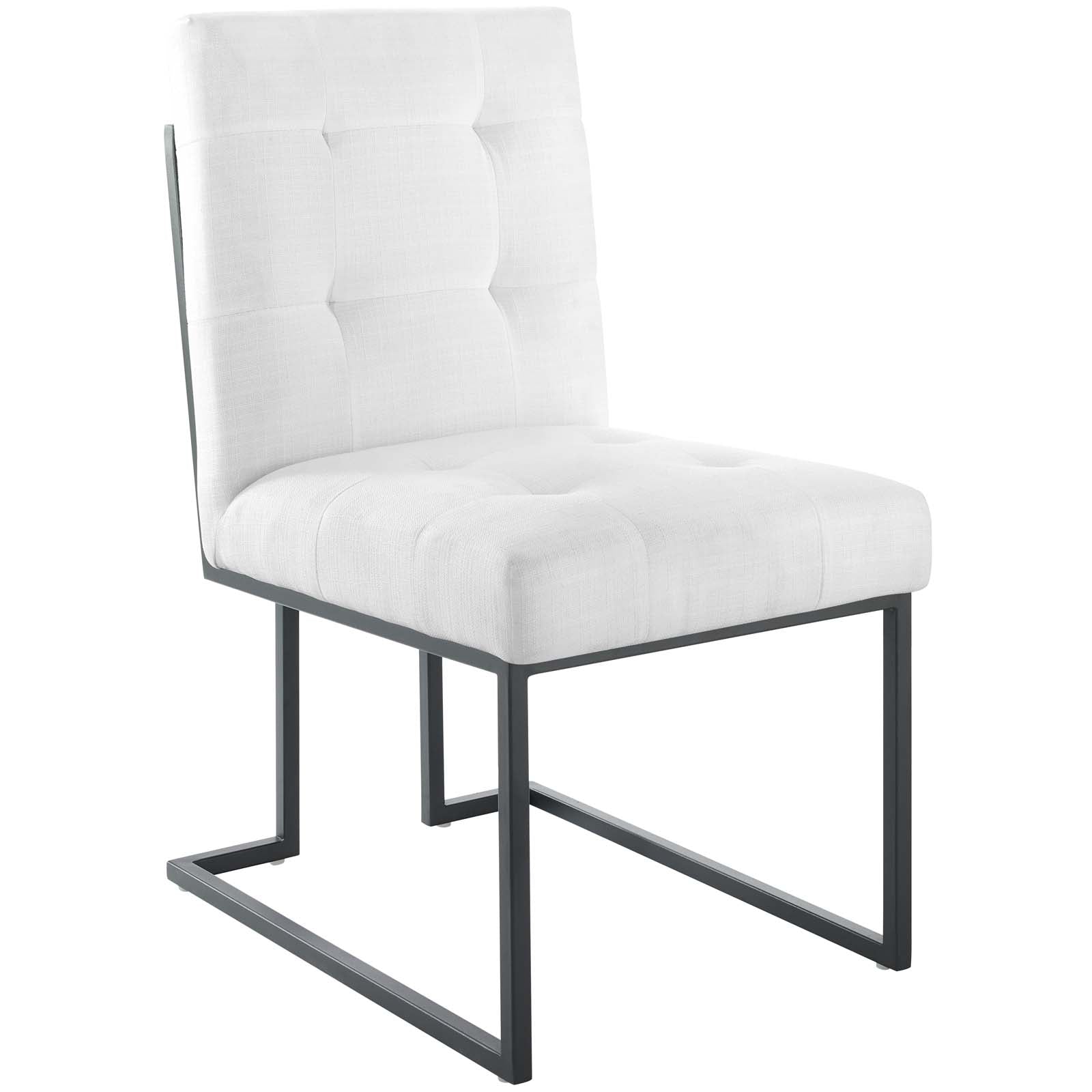 Privy Black Stainless Steel Upholstered Fabric Dining Chair Set of 2 by Modway