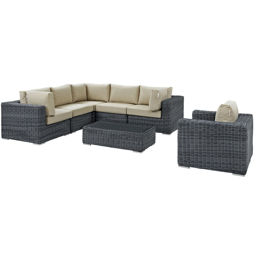 Summon 7 Piece Outdoor Patio Sunbrella¨ Sectional Set by Modway