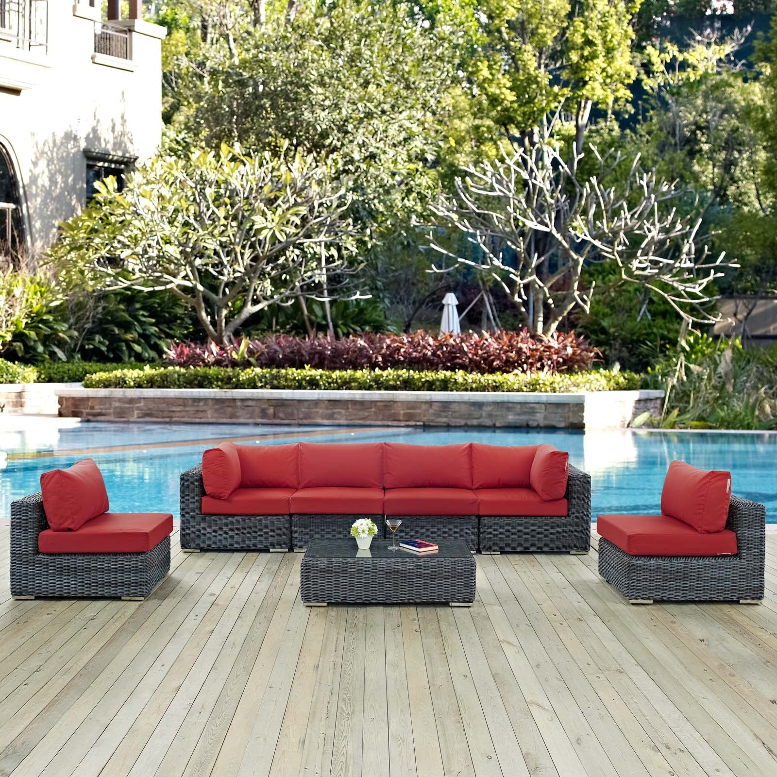 Summon 7 Piece Outdoor Patio Sunbrella¨ Sectional Set by Modway