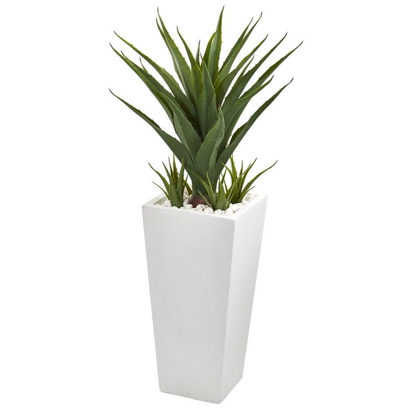 40"  Spiky Agave Artificial Plant in White Planter