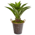 34"  Agave Artificial Plant in Decorative Metal Pail with Rope