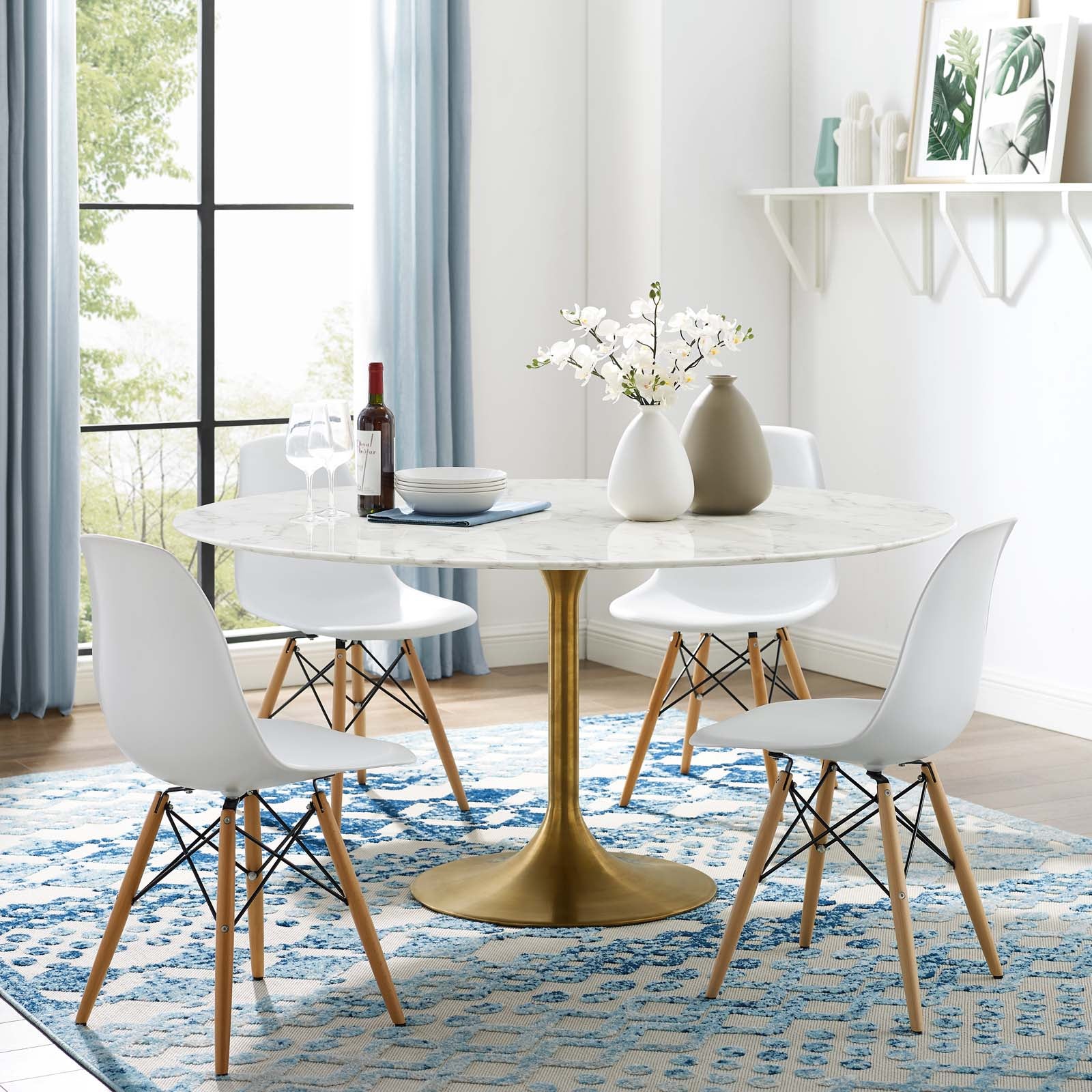 Lippa 60" Round Faux Marble Dining Table by Modway