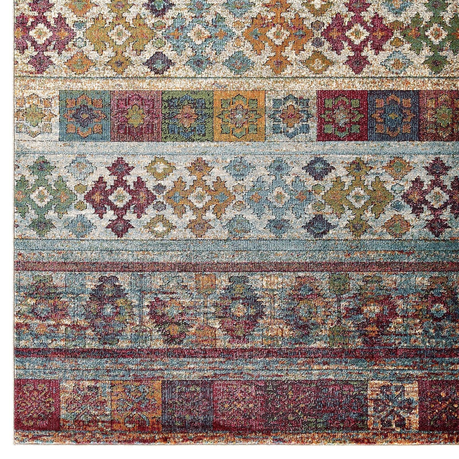 Tribute Nala Distressed Vintage Floral Lattice 5x8 Area Rug by Modway