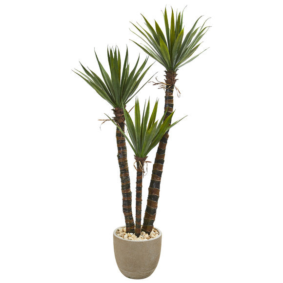 60" Yucca Artificial Tree in Sandstone Planter