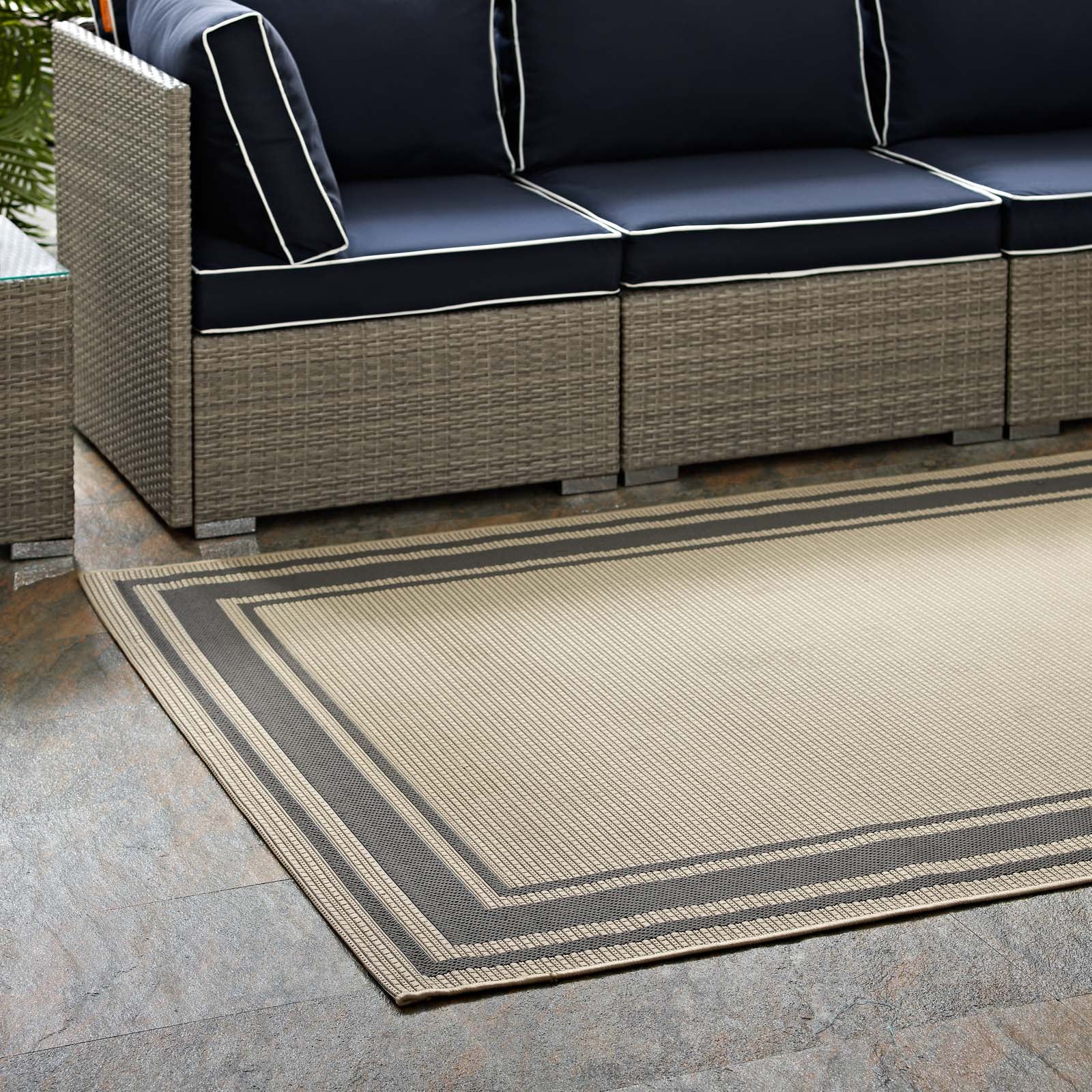 Rim Solid Border Indoor and Outdoor 5x8 Area Rug by Modway