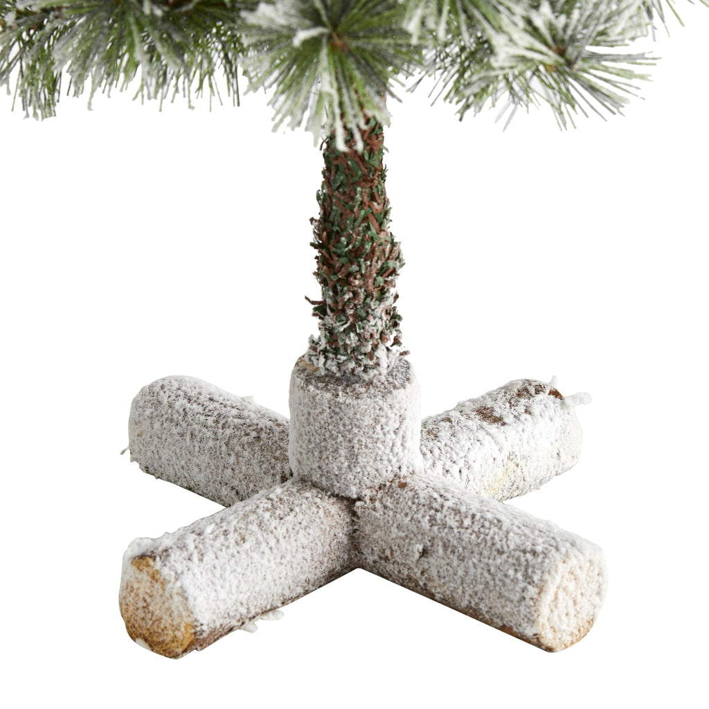 3' Flocked Artificial Christmas Tree Topiary with 50 Warm White LED Lights