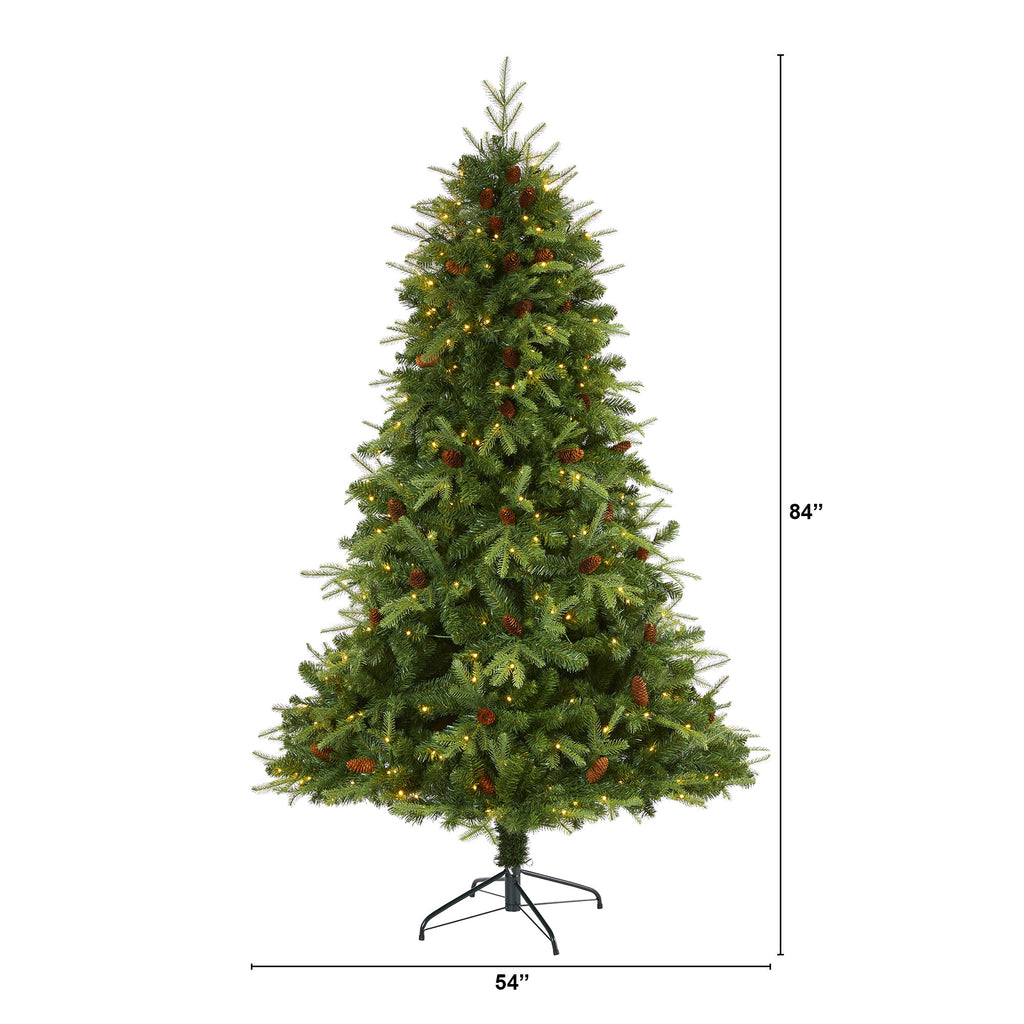 7' Wellington Spruce 'Natural Look' Artificial Christmas Tree w/ 400 Clear LED