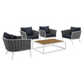 Stance 5 Piece Outdoor Patio Aluminum Sectional Sofa Set by Modway